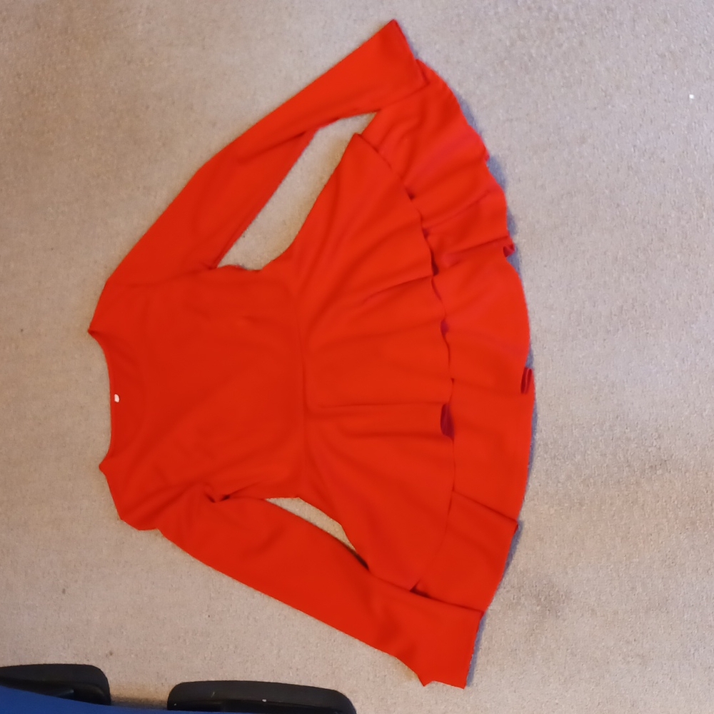T7 - 👌Women's Red 2 Tiered Flared Hemline Tunic/Top - sz Large - Picture 6 of 9